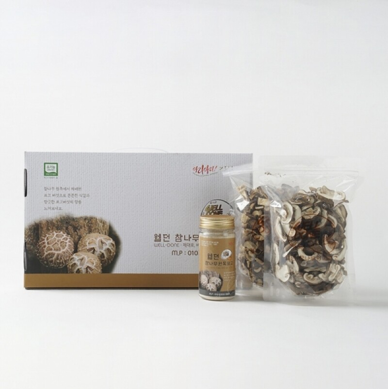 정선몰,[웰던표고] 유기농 참나무원목표고 화고/동고로 건조한 슬라이스 120g, 큐브 120g, 건표고 분말 120g, 선물세트 [원산지:국산(강원도 정선군)]